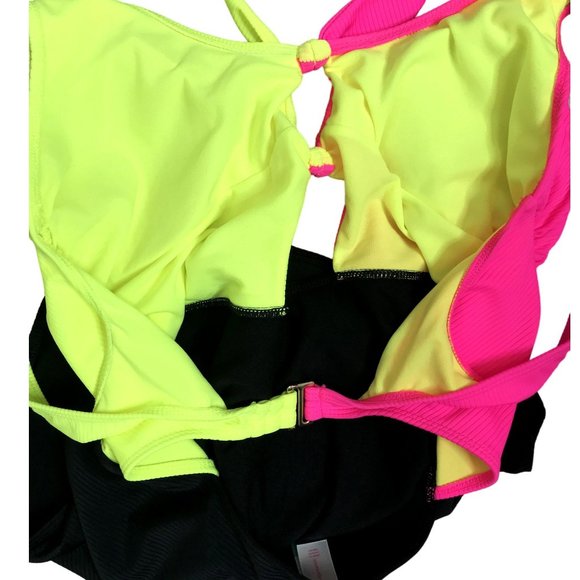 SOLD No Boundaries Neon Colorblock One-Piece Swimsuit Size Junior XL - Picture 10 of 10